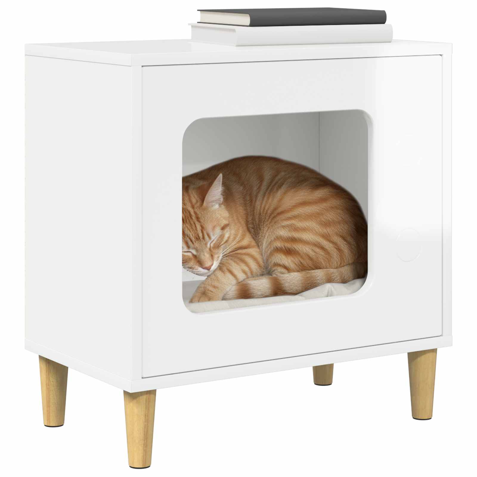 Vidaxxl maison pour chat blanc brillant 51 x 30 x 52 cm bois fini