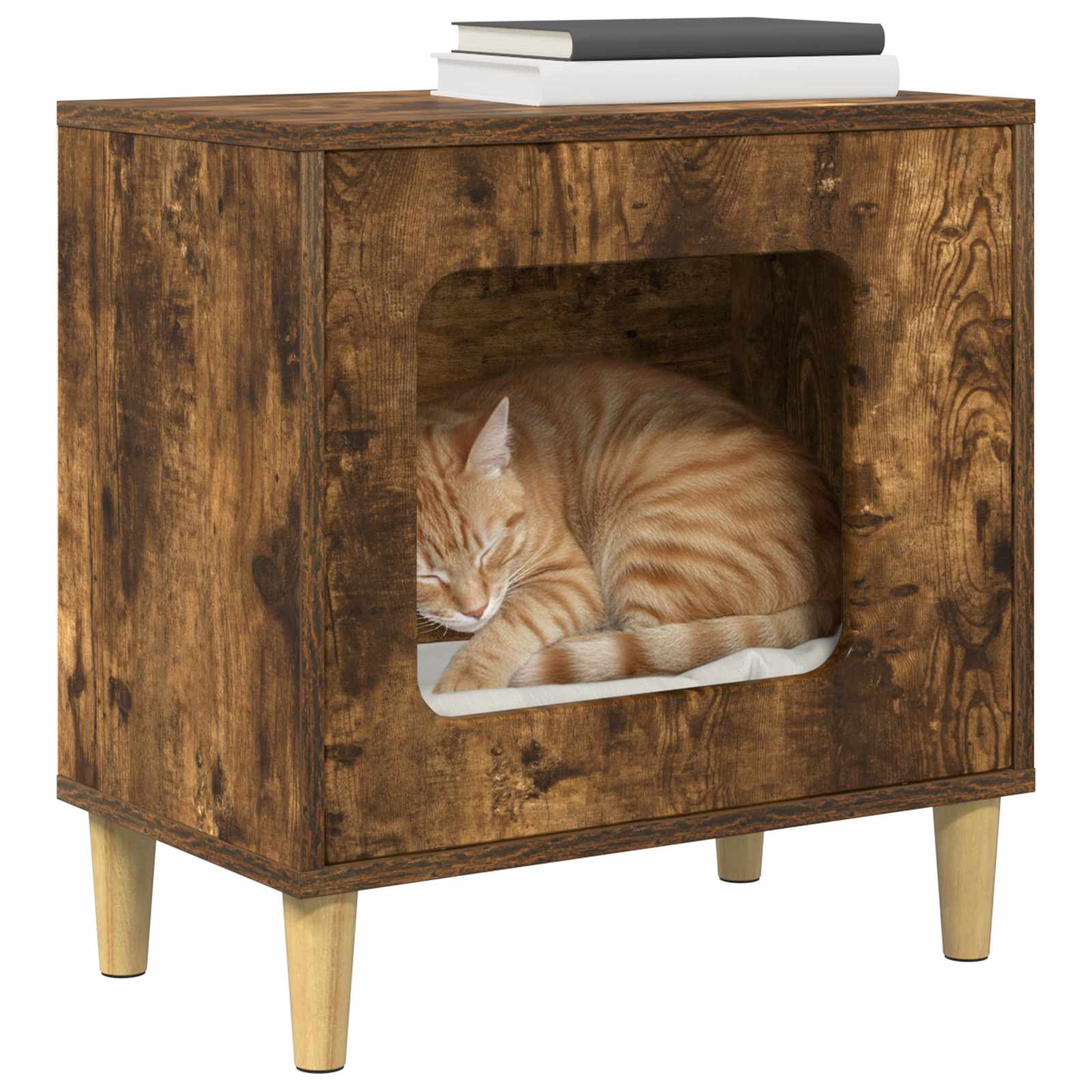 Vidaxxl maison pour chat chêne fumé 51 x 30 x 52 cm bois traité