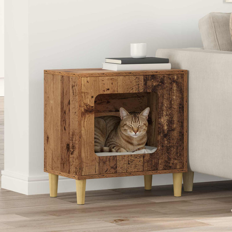 Vidaxxl maison pour chat vieux bois 51 x 30 x 52 cm bois traité