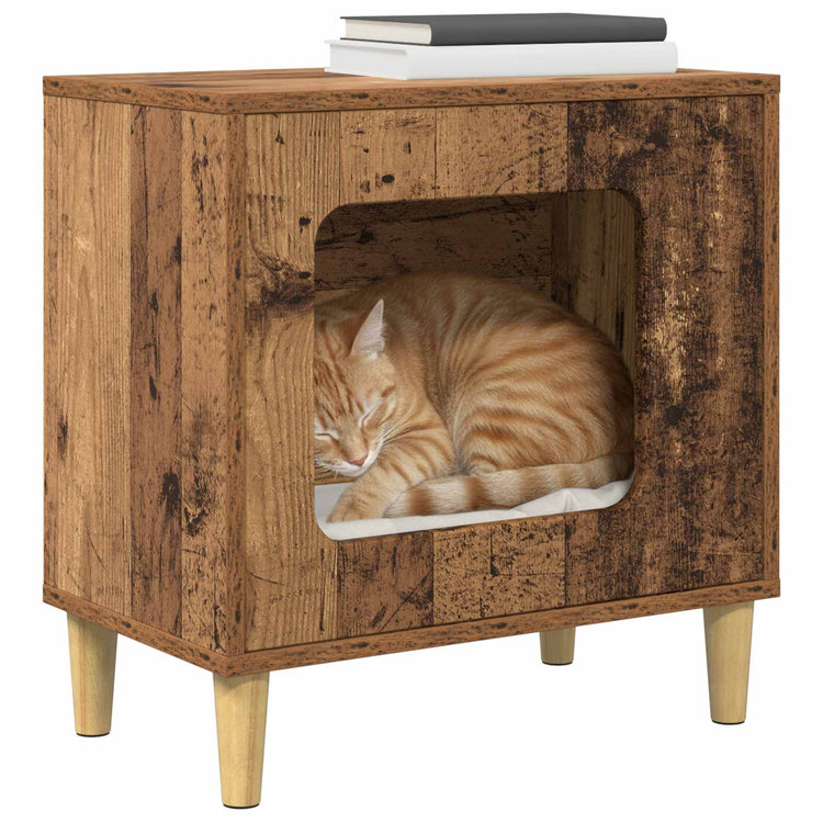 Vidaxxl maison pour chat vieux bois 51 x 30 x 52 cm bois traité