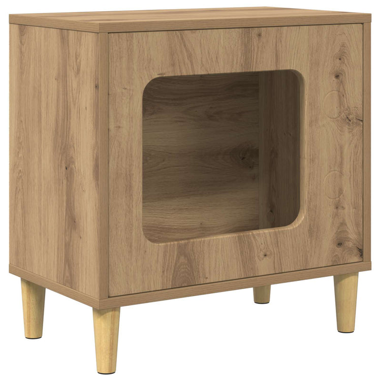 Vidaxxl maison pour chat chêne fabriqué à la main 51 x 30 x 52 cm bois d'ingénierie