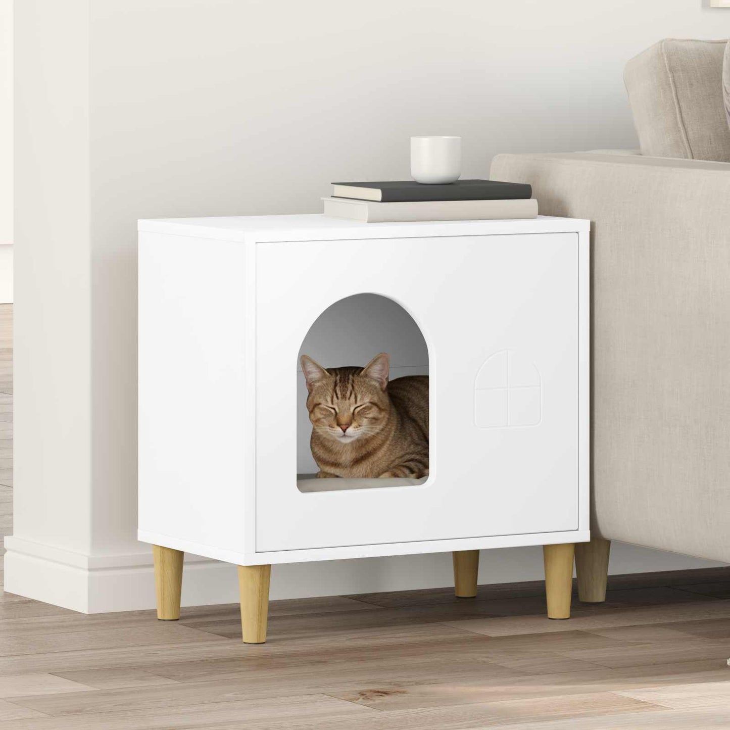 Vidaxx maison pour chat blanc 51 x 30 x 52 cm bois d'ingénierie