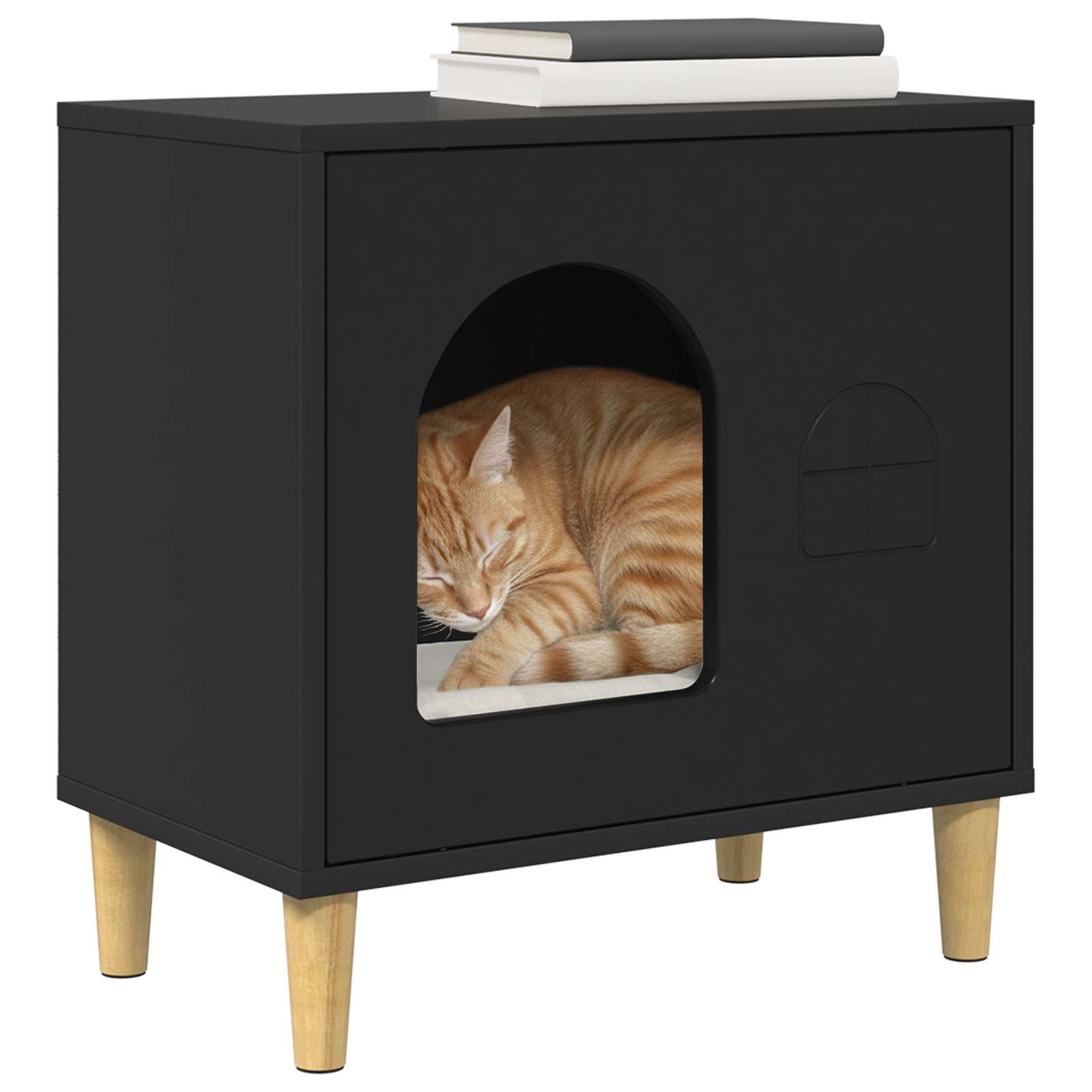 Vidaxxl maison pour chat noir 51 x 30 x 52 cm en bois travaillé