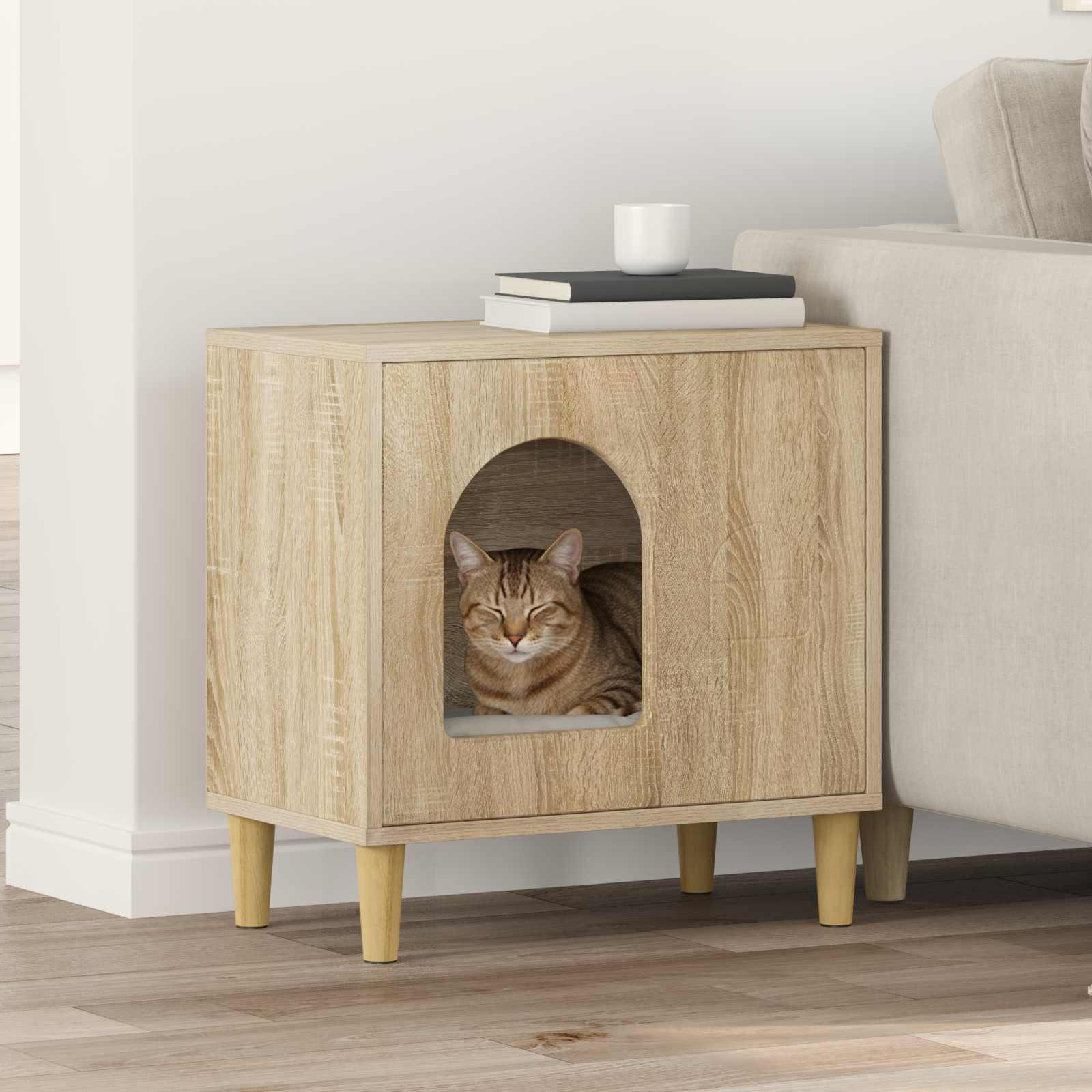 Vidaxl maison pour chat sonoma 51 x 30 x 52 cm bois travaillé