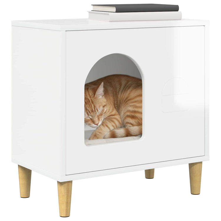 Vidaxxl maison pour chat blanc brillant 51 x 30 x 52 cm bois fini