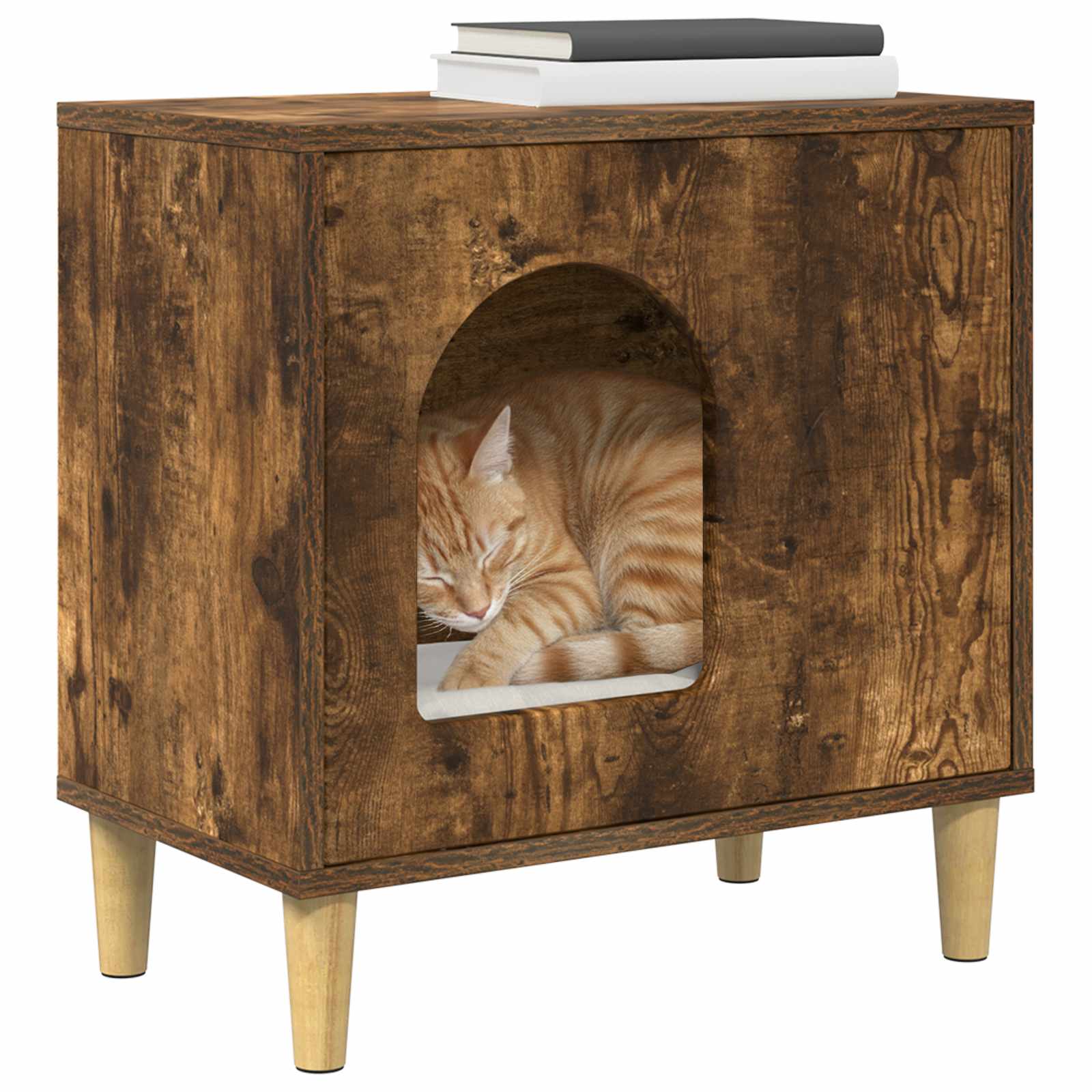 Vidaxxl maison pour chat chêne fumé 51 x 30 x 52 cm bois traité