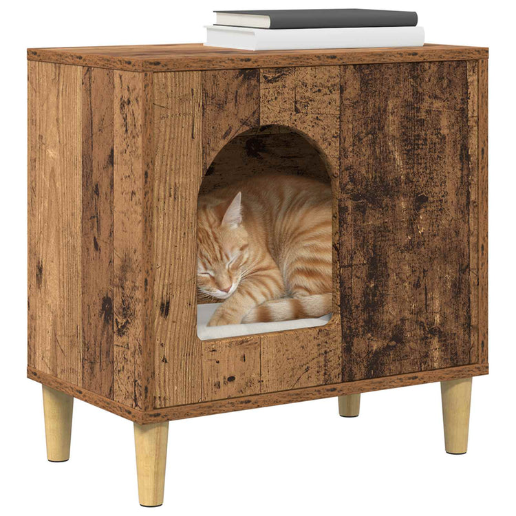 Vidaxxl maison pour chat vieux bois 51 x 30 x 52 cm bois traité