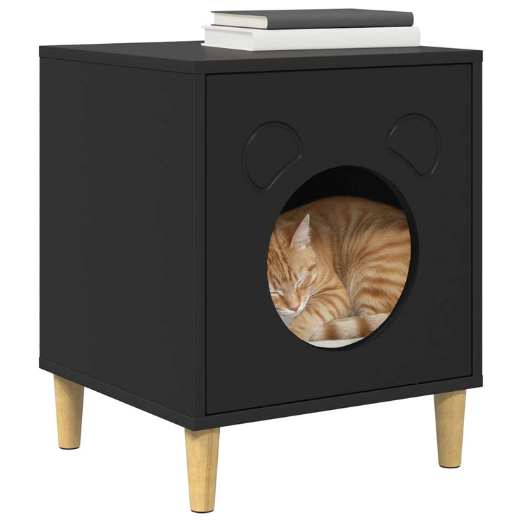 Vidaxxl maison pour chat noir 42,5 x 40 x 53 cm en bois travaillé