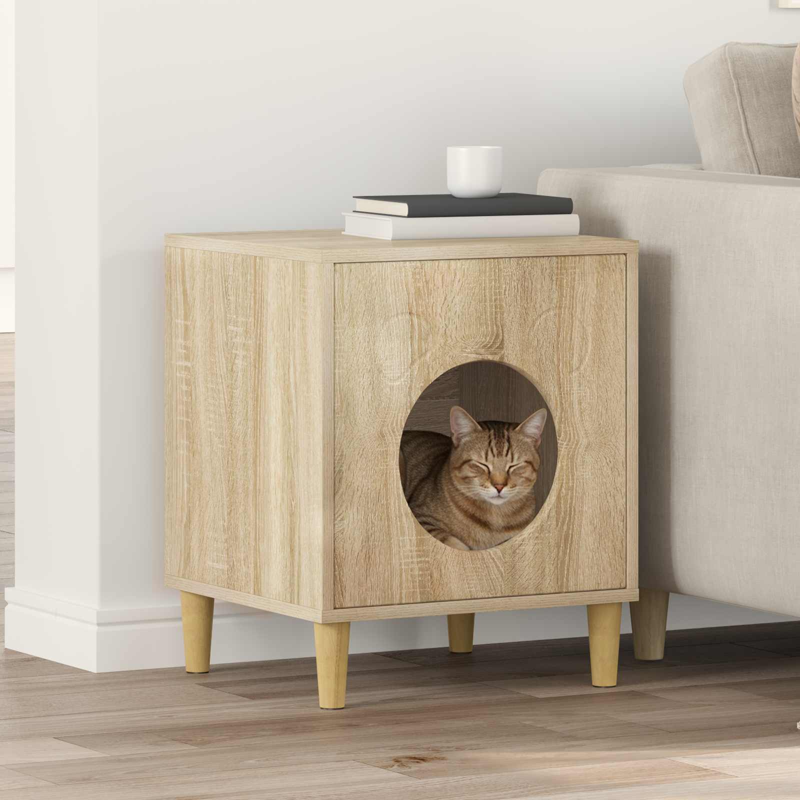 Vidaxl maison pour chat sonoma 42,5 x 40 x 53 cm en bois travaillé