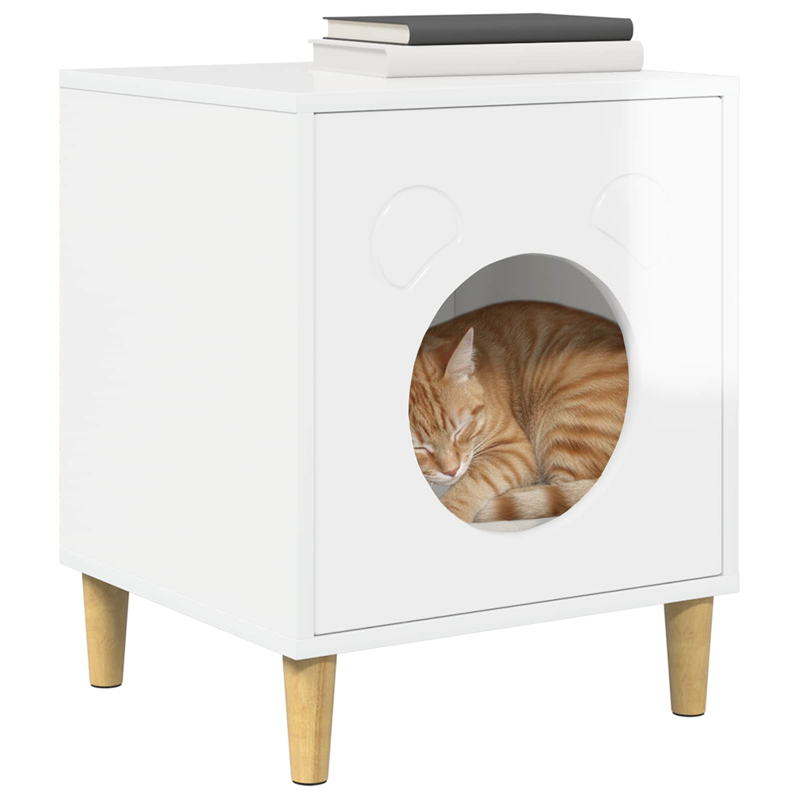 Vidaxxl maison pour chat blanc brillant 42,5 x 40 x 53 cm bois fini