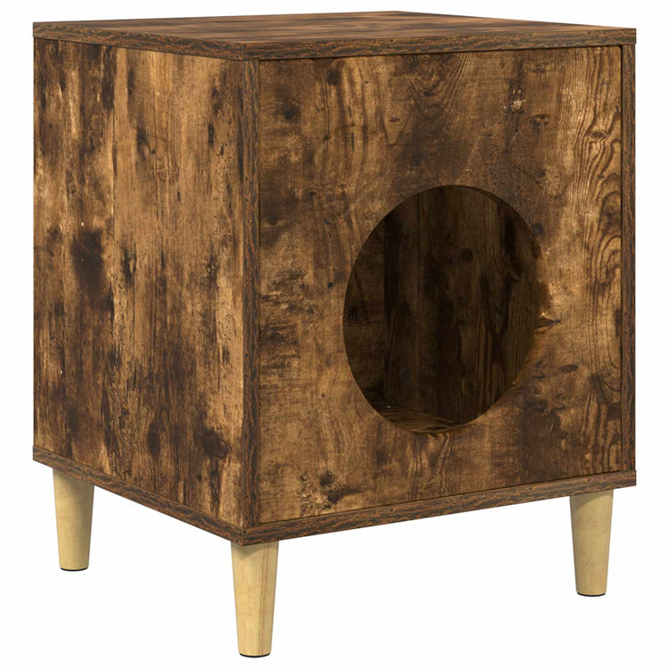 Vidaxxl maison pour chat chêne fumé 42,5 x 40 x 53 cm bois traité