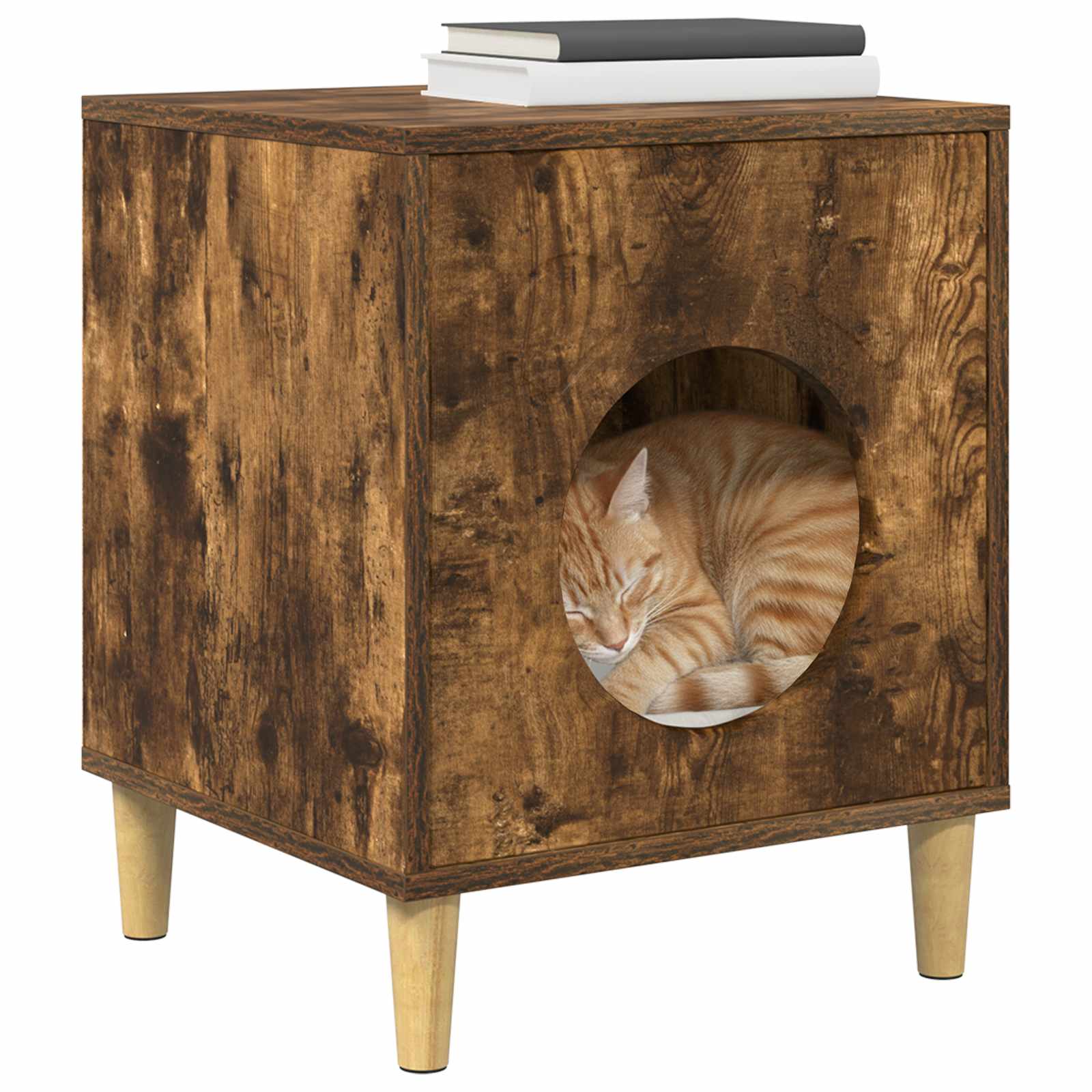 Vidaxxl maison pour chat chêne fumé 42,5 x 40 x 53 cm bois traité