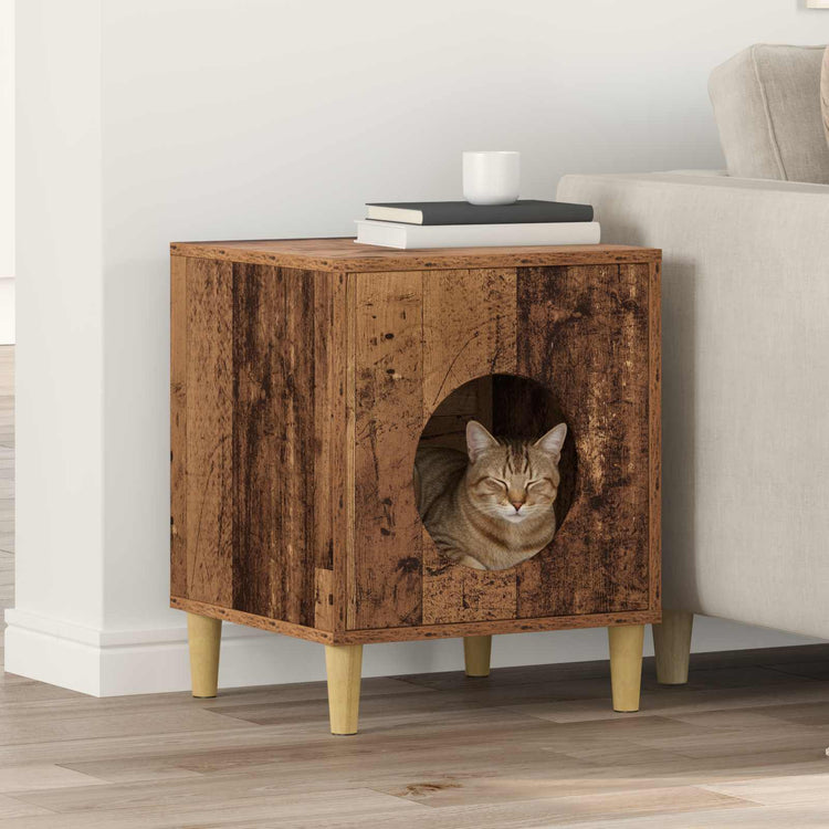 Vidaxxl maison pour chat vieux bois 42,5 x 40 x 53 cm bois traité