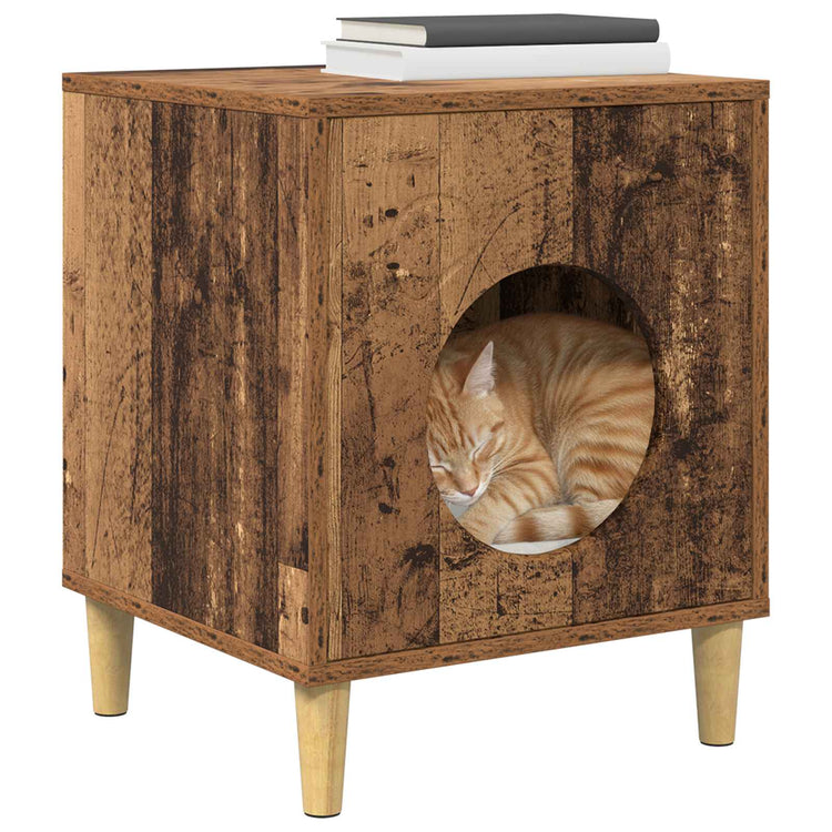 Vidaxxl maison pour chat vieux bois 42,5 x 40 x 53 cm bois traité