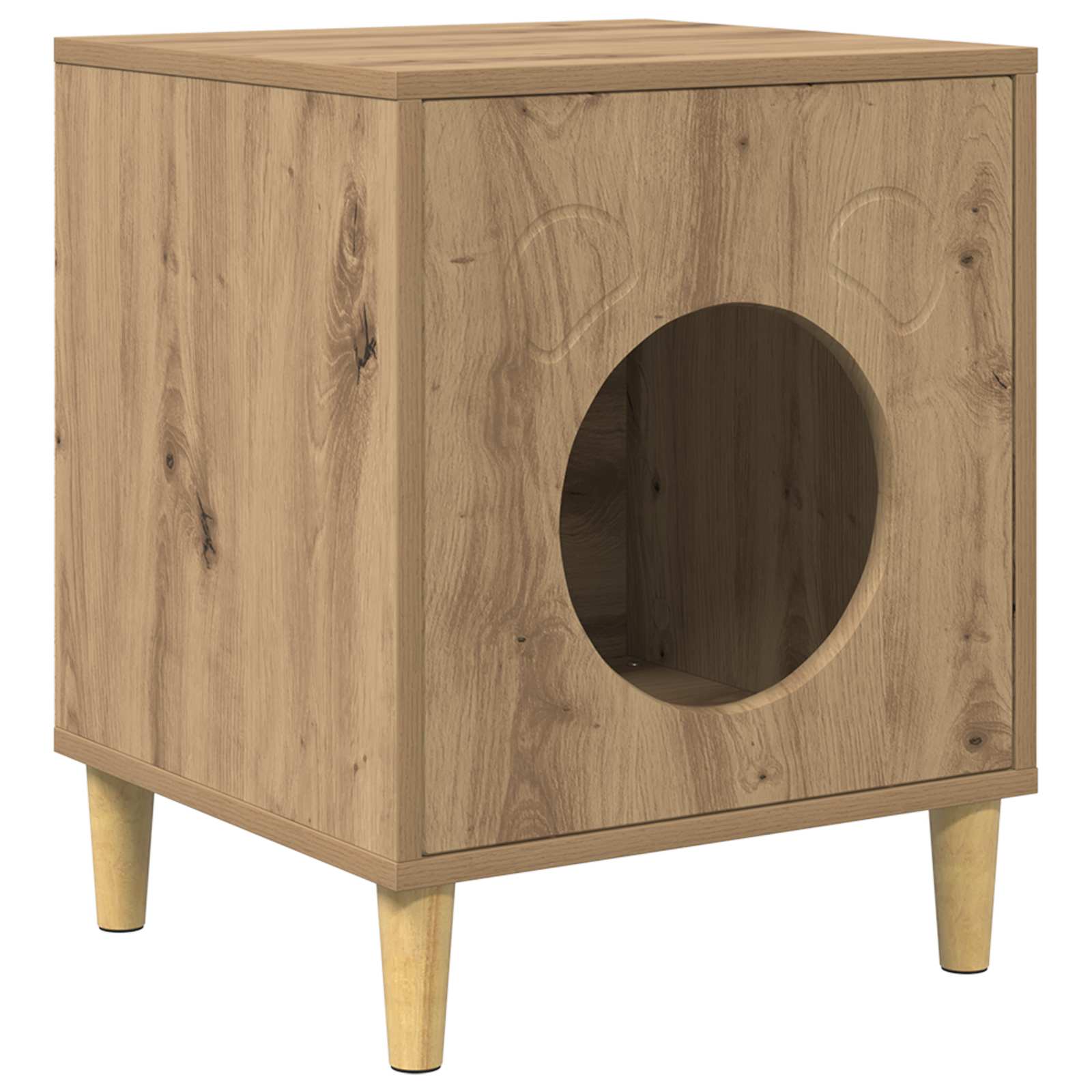 Vidaxxl maison pour chat chêne fabriqué à la main 42,5 x 40 x 53 cm bois d'ingénierie