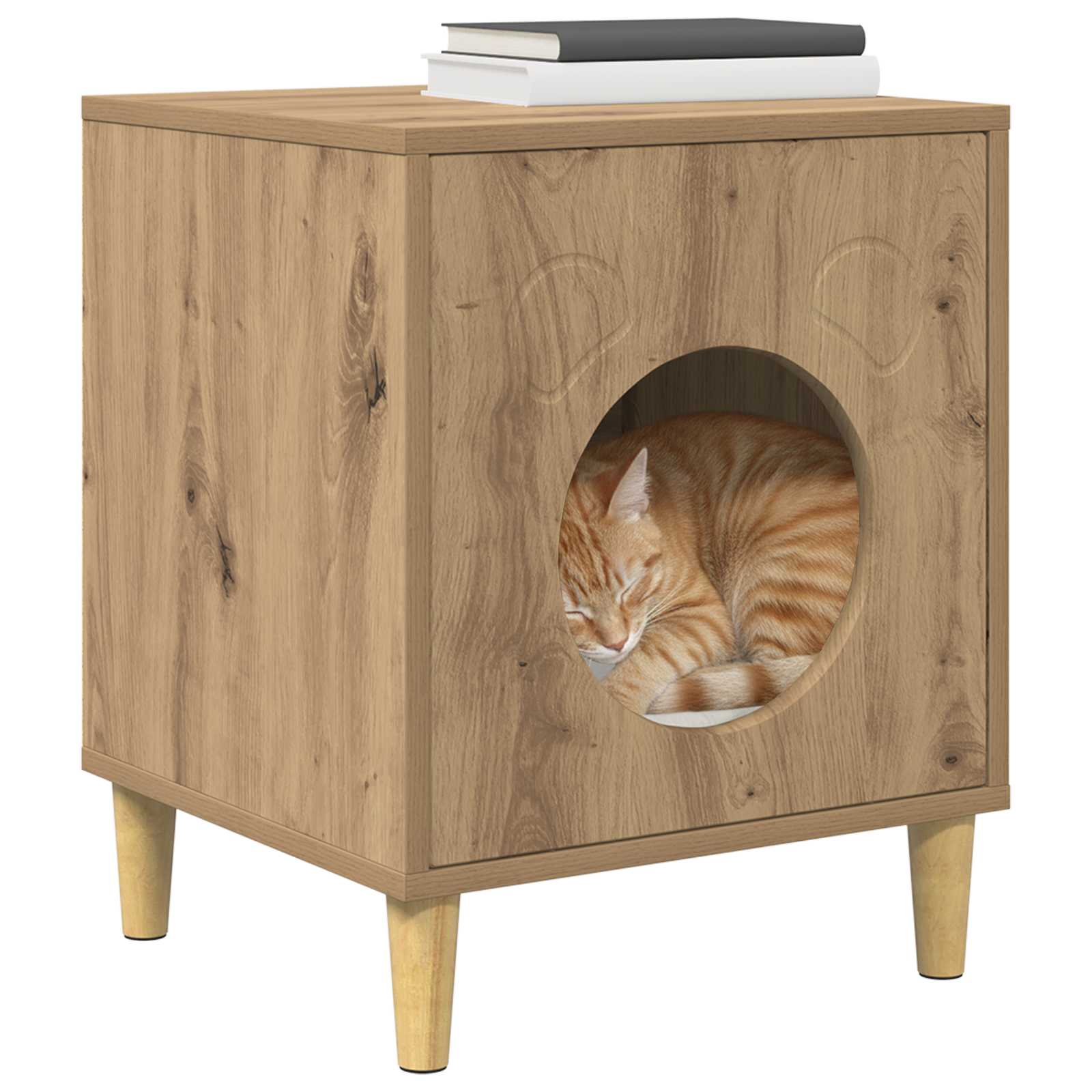 Vidaxxl maison pour chat chêne fabriqué à la main 42,5 x 40 x 53 cm bois d'ingénierie