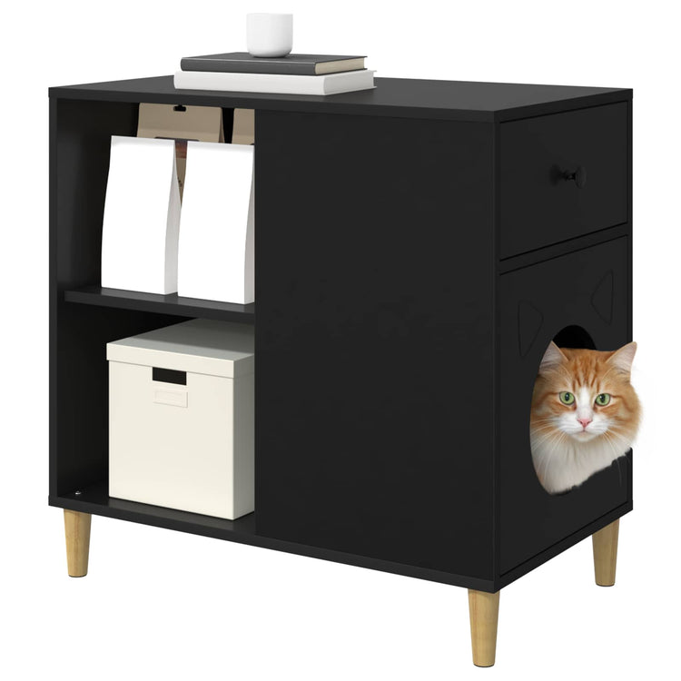 Vidaxx maison pour chat noir 72 x 42,5 x 70 cm en bois travaillé