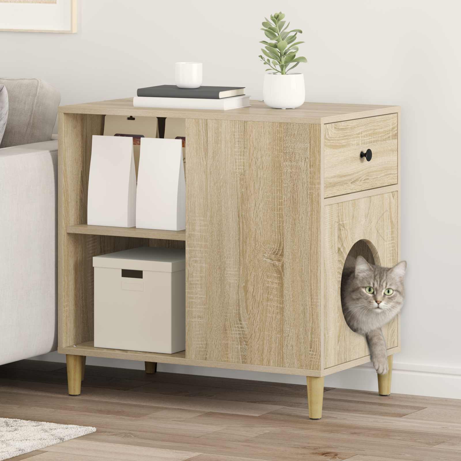 Vidaxl maison pour chat sonoma 72 x 42,5 x 70 cm bois travaillé