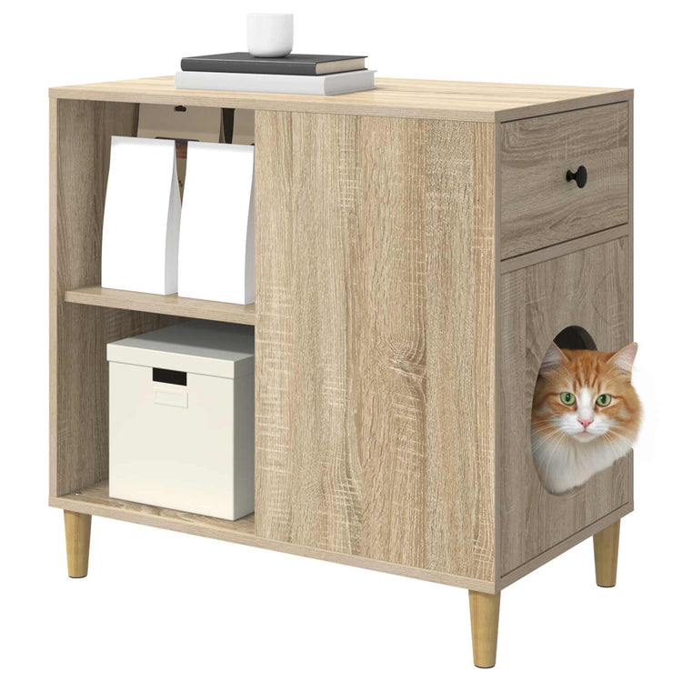 Vidaxl maison pour chat sonoma 72 x 42,5 x 70 cm bois travaillé