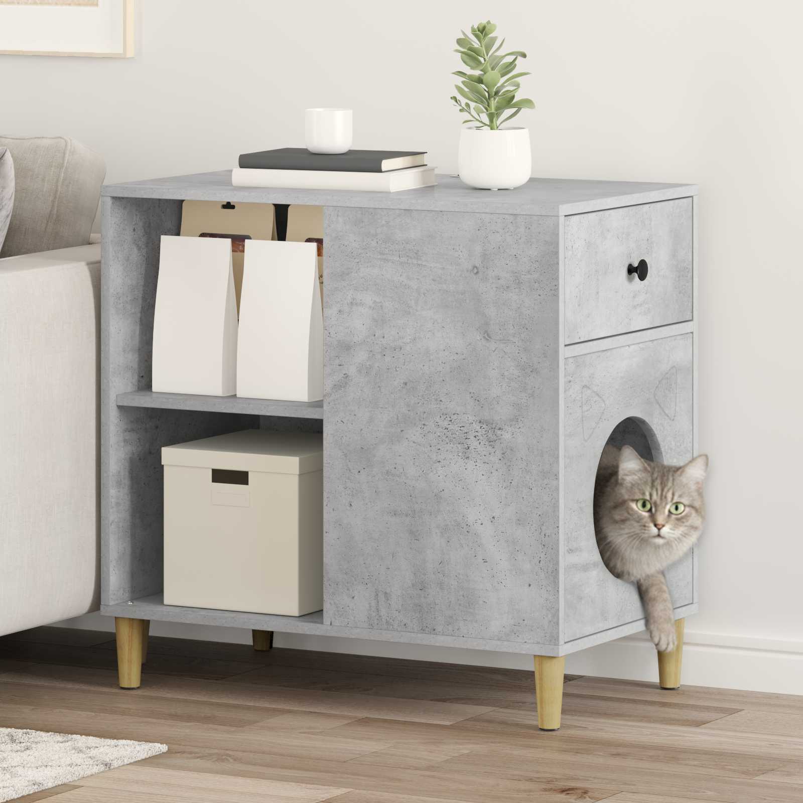 Vidaxx maison pour chat béton 72 x 42,5 x 70 cm bois traité