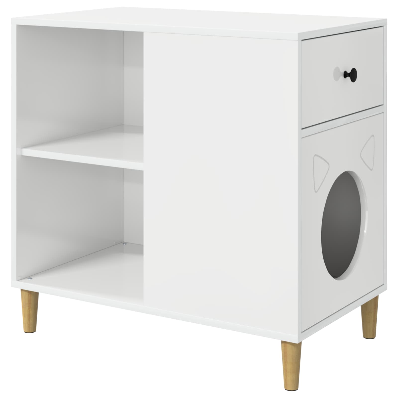 Vidaxxl maison pour chat blanc brillant 72 x 42,5 x 70 cm bois fini