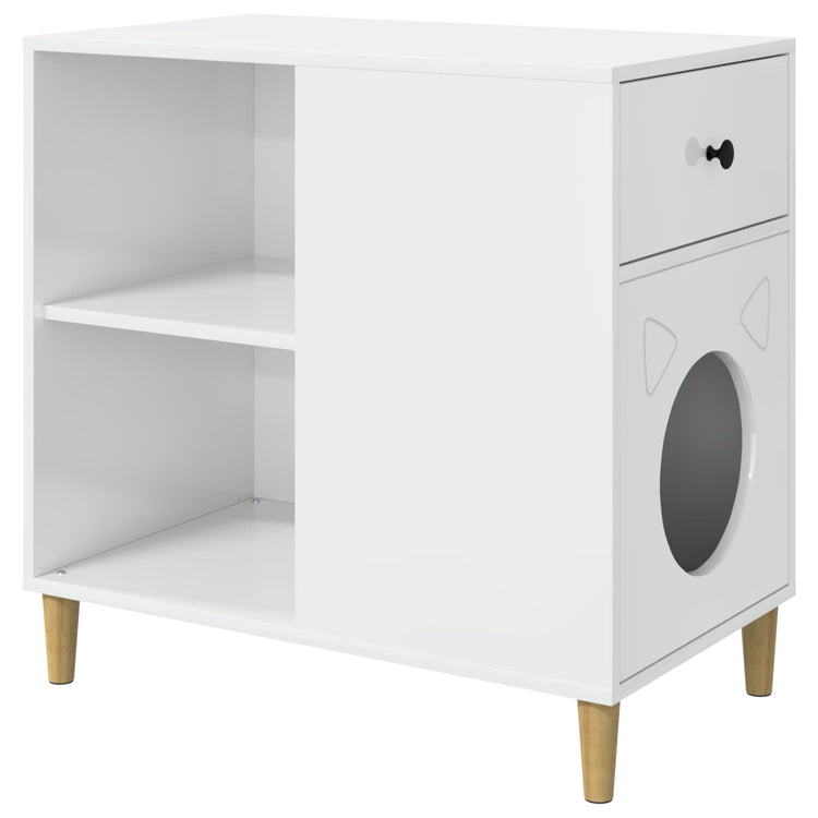 Vidaxxl maison pour chat blanc brillant 72 x 42,5 x 70 cm bois fini