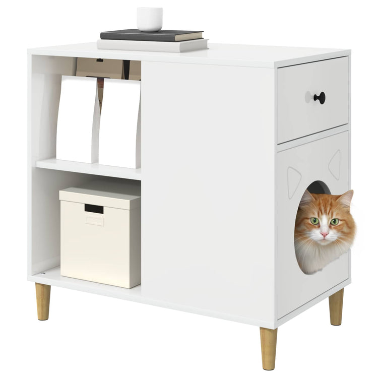 Vidaxxl maison pour chat blanc brillant 72 x 42,5 x 70 cm bois fini