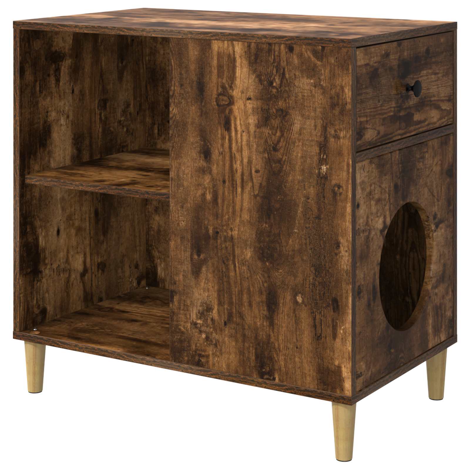 Vidaxxl maison pour chat chêne fumé 72 x 42,5 x 70 cm bois traité