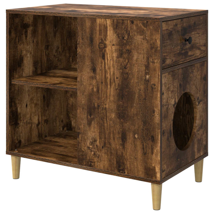 Vidaxxl maison pour chat chêne fumé 72 x 42,5 x 70 cm bois traité