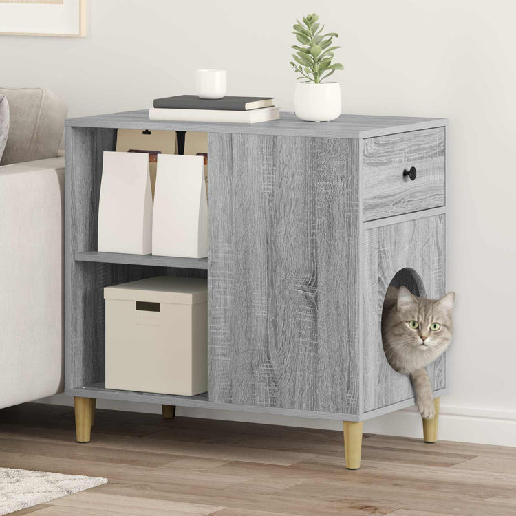 Vidaxl maison pour chat gris sonoma 72 x 42,5 x 70 cm bois travaillé