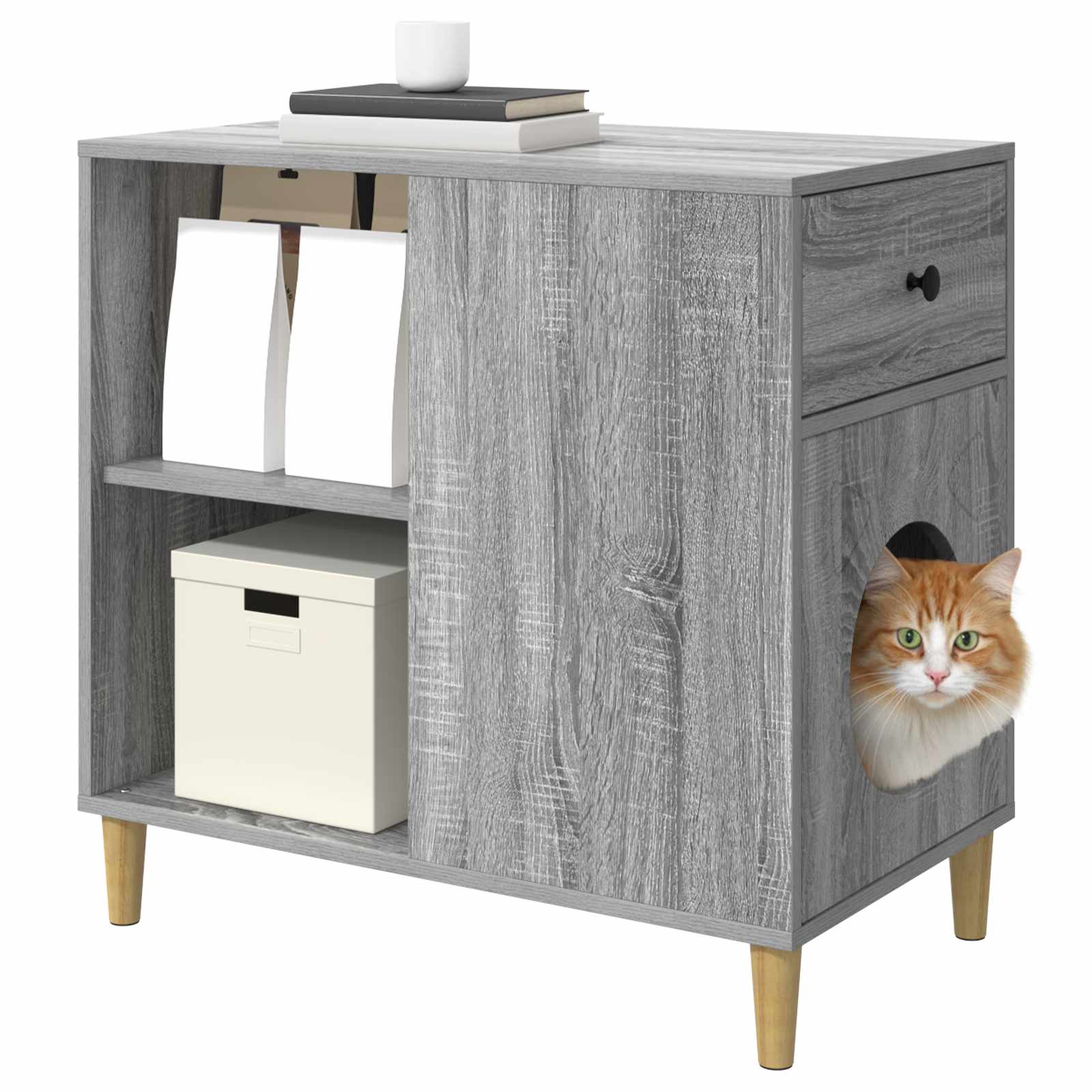 Vidaxl maison pour chat gris sonoma 72 x 42,5 x 70 cm bois travaillé