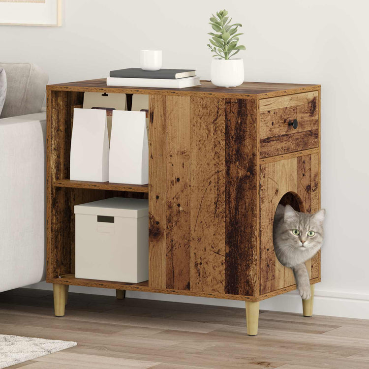 Vidaxxl maison pour chat vieux bois 72 x 42,5 x 70 cm bois traité