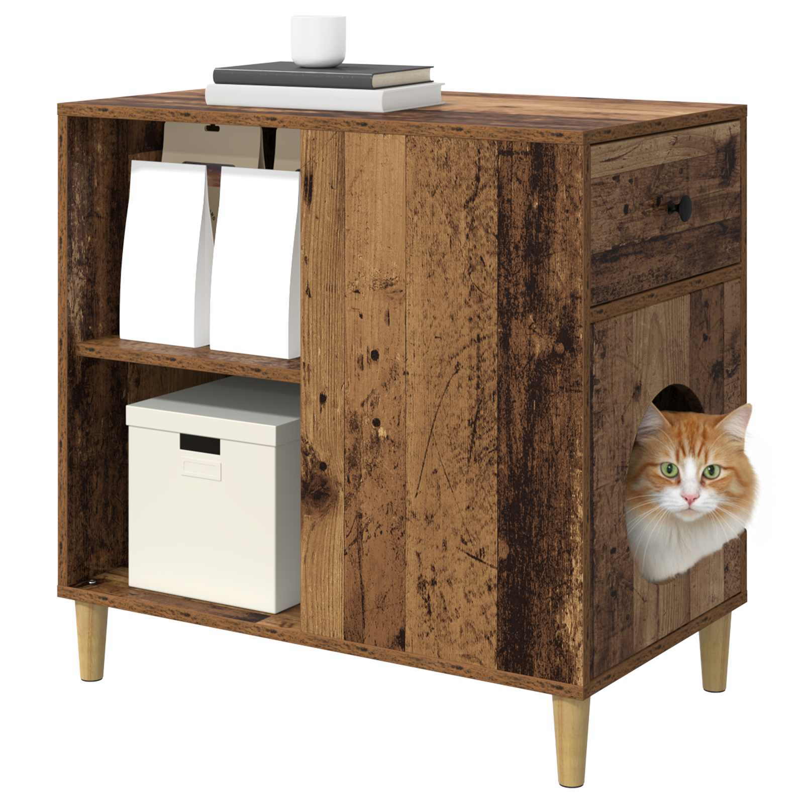 Vidaxxl maison pour chat vieux bois 72 x 42,5 x 70 cm bois traité