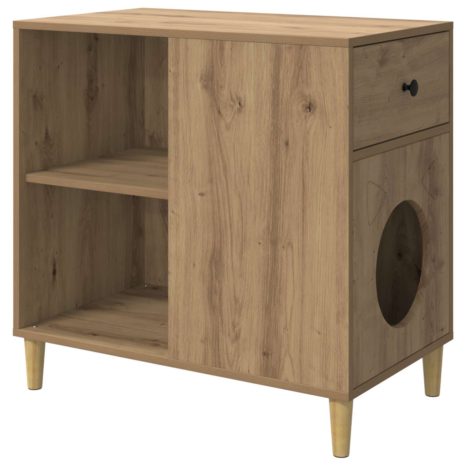 Vidaxxl maison pour chat chêne fabriqué à la main 72 x 42,5 x 70 cm bois d'ingénierie