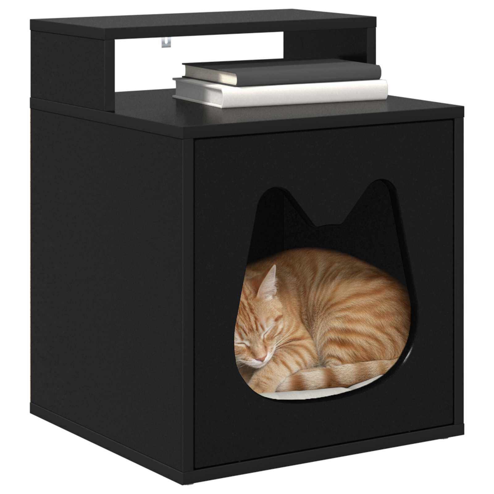 Vidaxxl maison pour chat noir 42,5 x 40 x 53,5 cm en bois travaillé