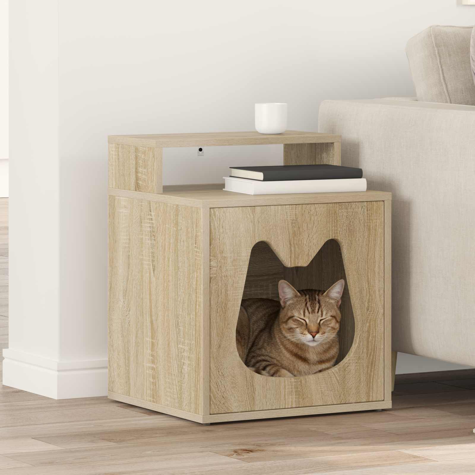 Vidaxl maison pour chat sonoma 42,5 x 40 x 53,5 cm bois travaillé