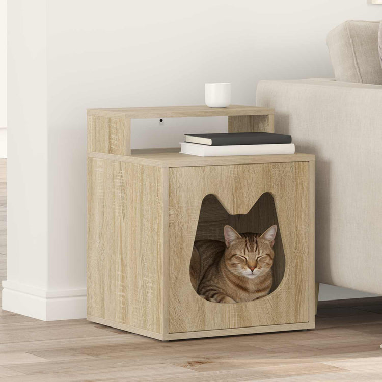 Vidaxl maison pour chat sonoma 42,5 x 40 x 53,5 cm bois travaillé