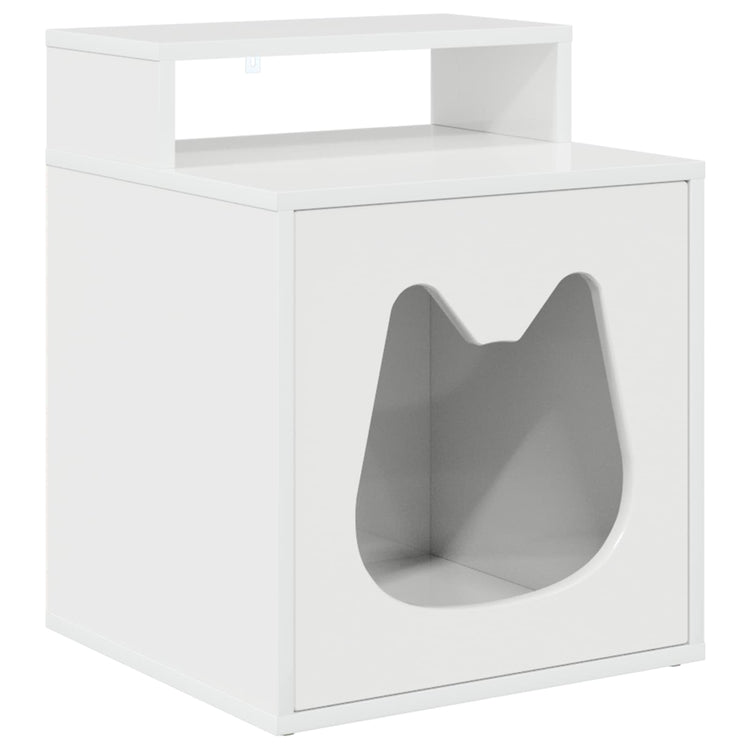 Vidaxxl maison pour chat blanc brillant 42,5 x 40 x 53,5 cm bois fini