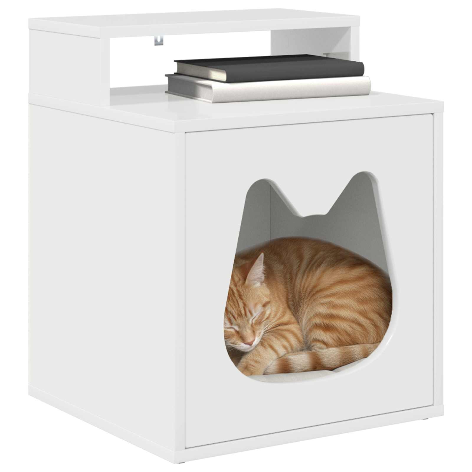 Vidaxxl maison pour chat blanc brillant 42,5 x 40 x 53,5 cm bois fini