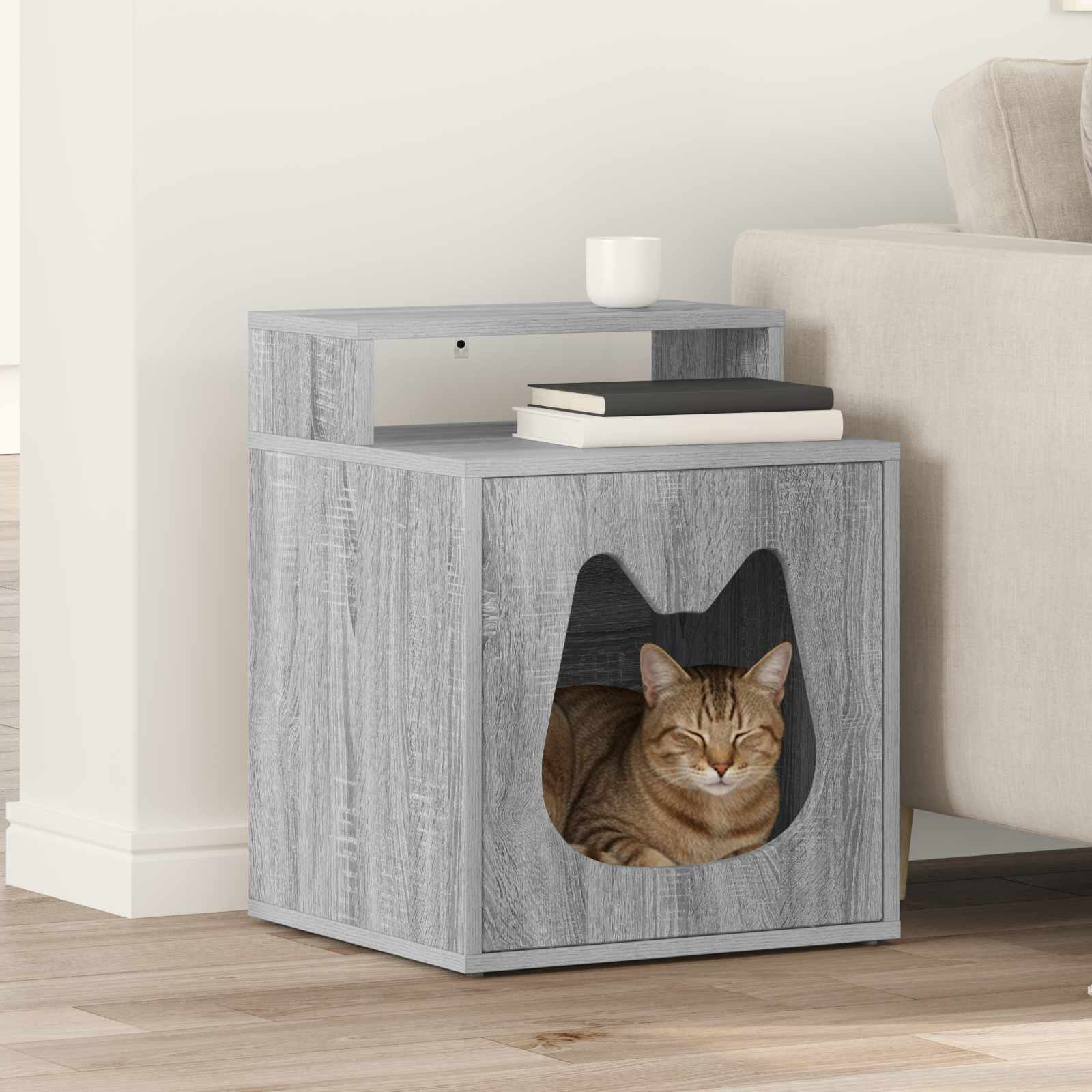 Vidaxl maison pour chat gris sonoma 42,5 x 40 x 53,5 cm bois travaillé