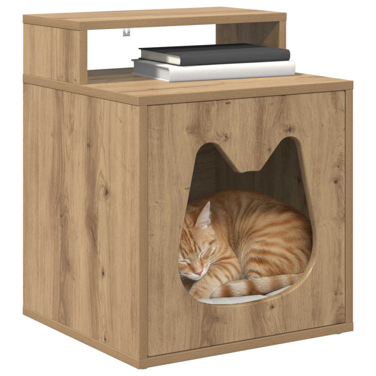 Vidaxxl maison pour chat chêne fabriqué à la main 42,5 x 40 x 53,5 cm bois d'ingénierie