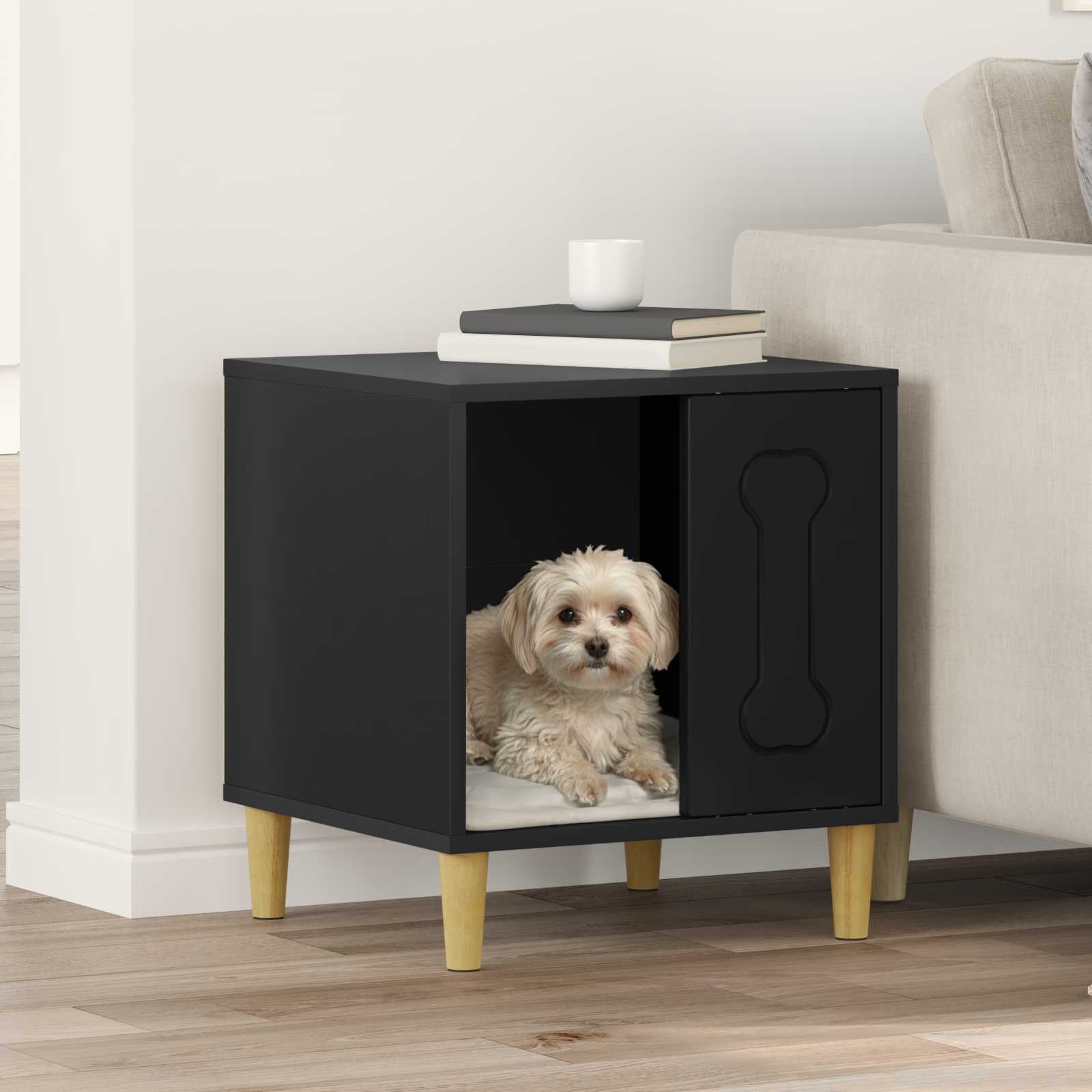 Vidaxxl niche pour chien noir 44 x 42 x 49 cm en bois travaillé