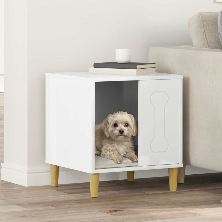 Vidaxxl niche pour chien blanc brillant 44 x 42 x 49 cm bois fini