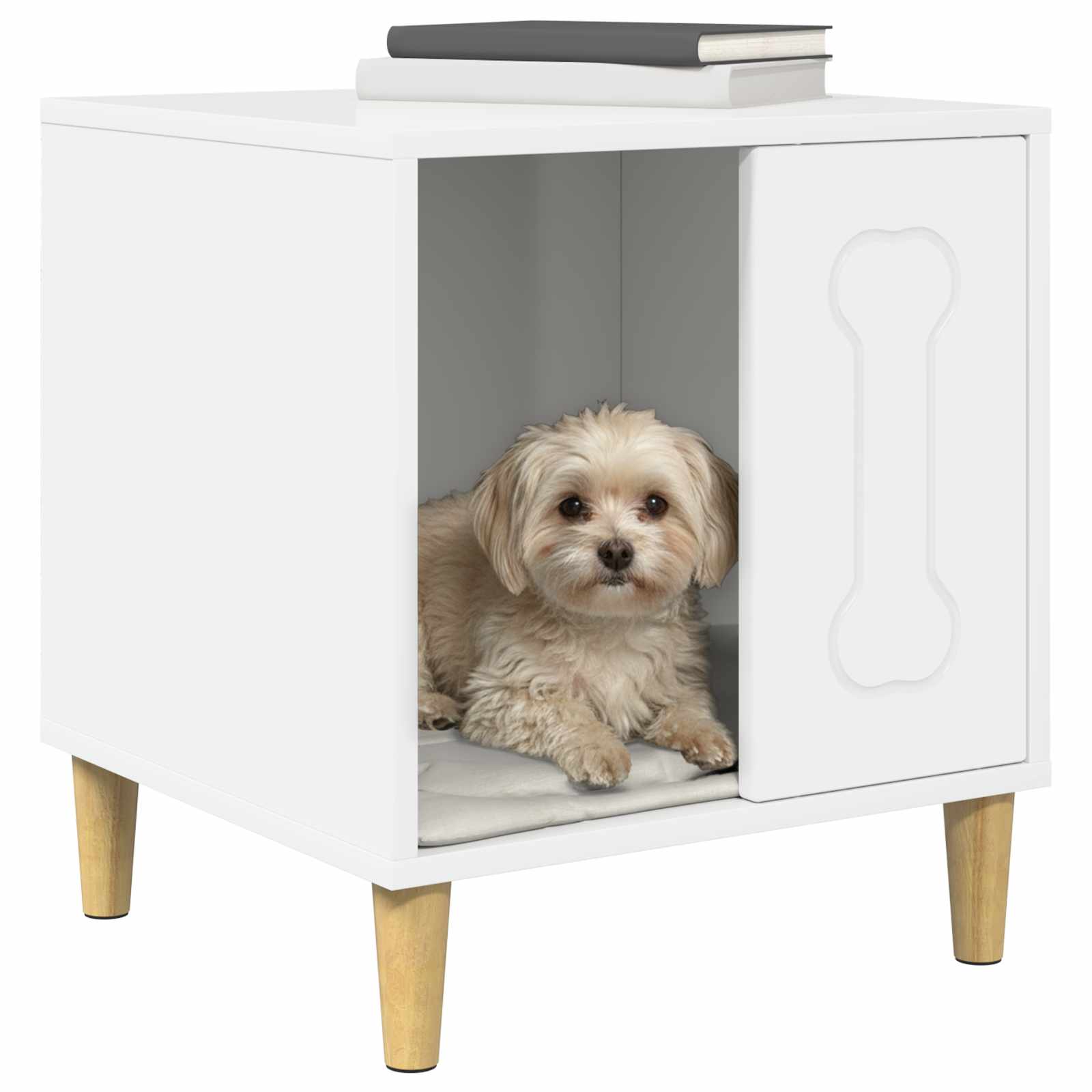Vidaxxl niche pour chien blanc brillant 44 x 42 x 49 cm bois fini