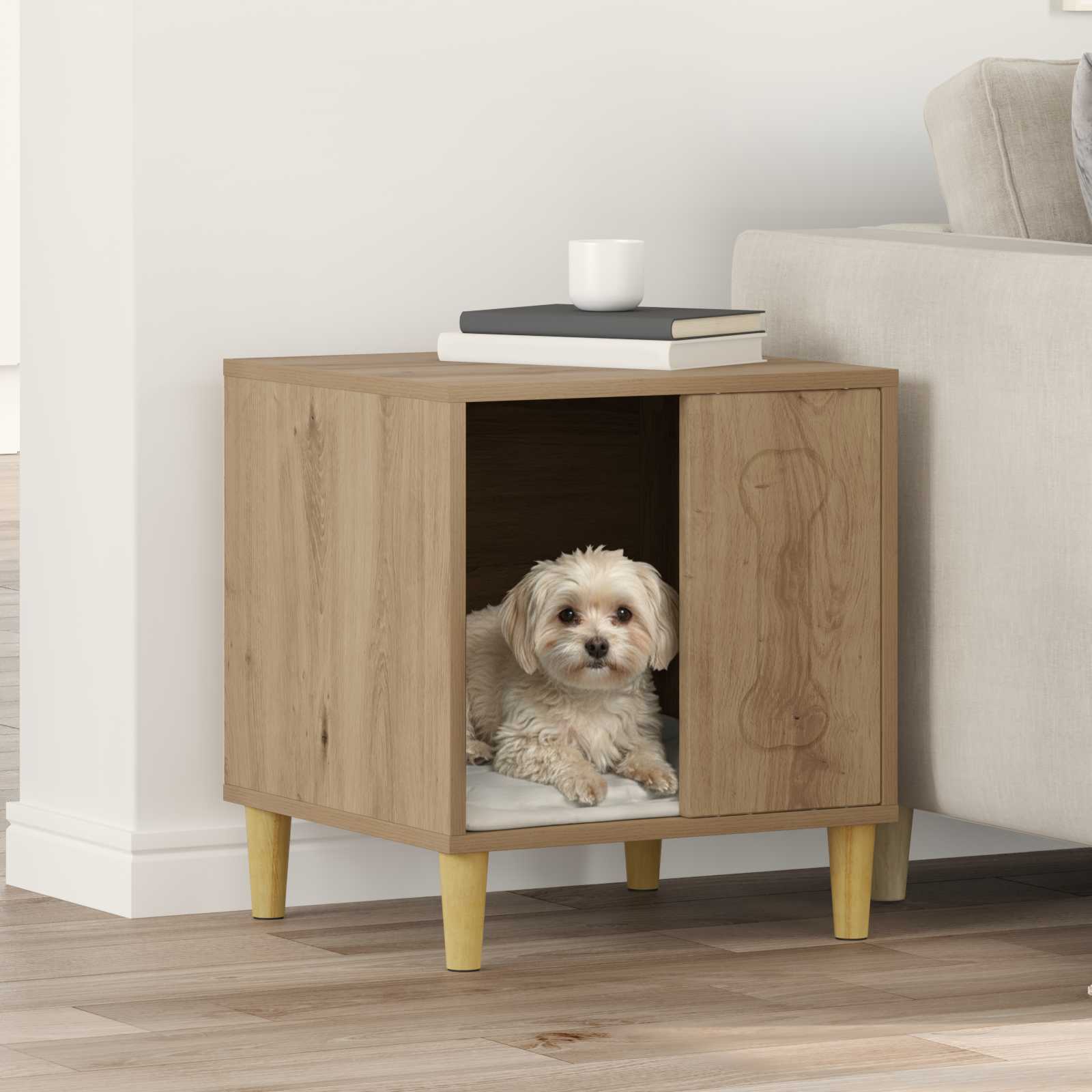 Vidaxxl niche pour chien chêne traditionnel 44 x 42 x 49 cm bois d'ingénierie