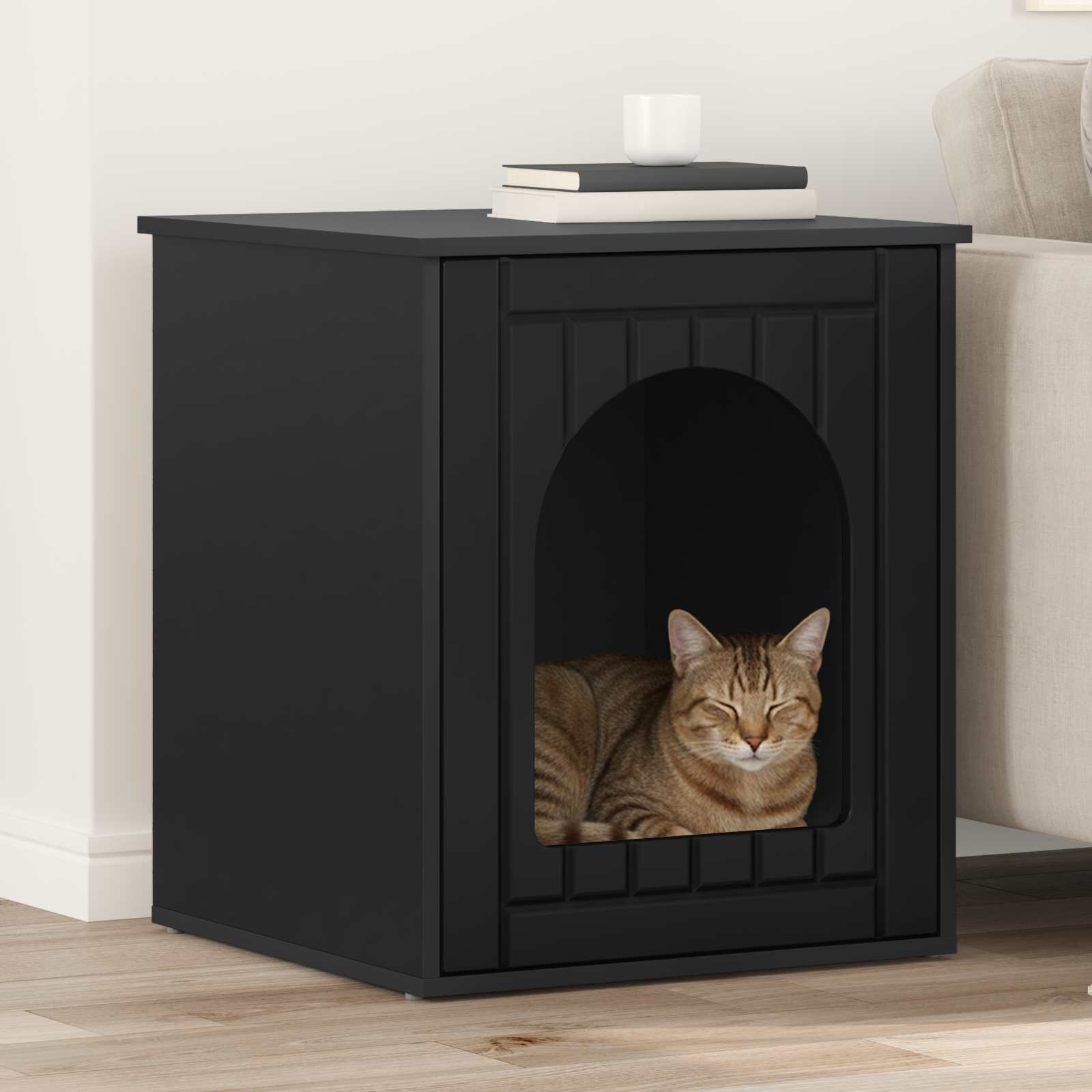 Vidaxxl maison pour chat noir 53 x 52 x 62 cm bois fini