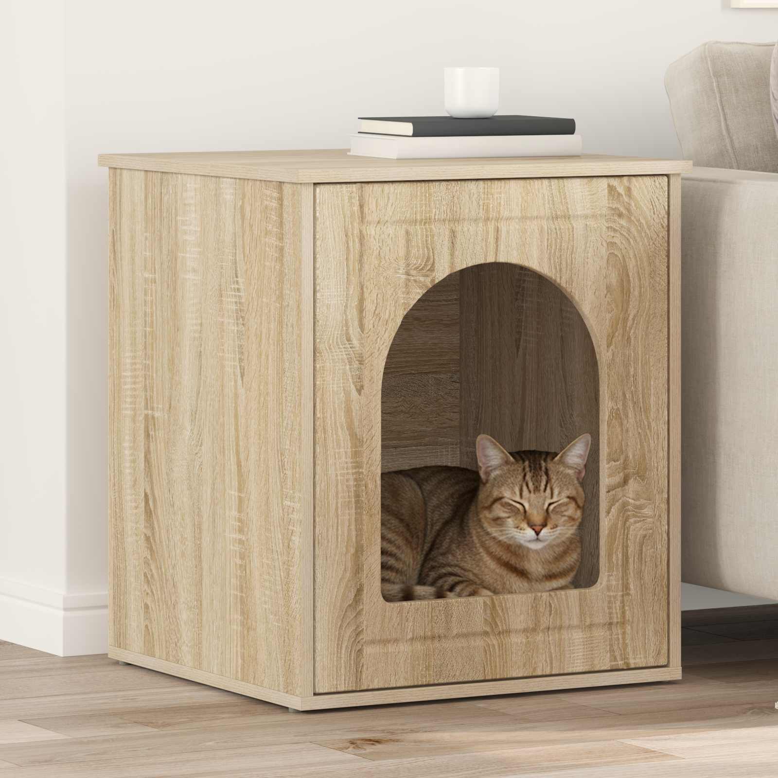 Vidaxl maison pour chat sonoma 53 x 52 x 62 cm bois travaillé