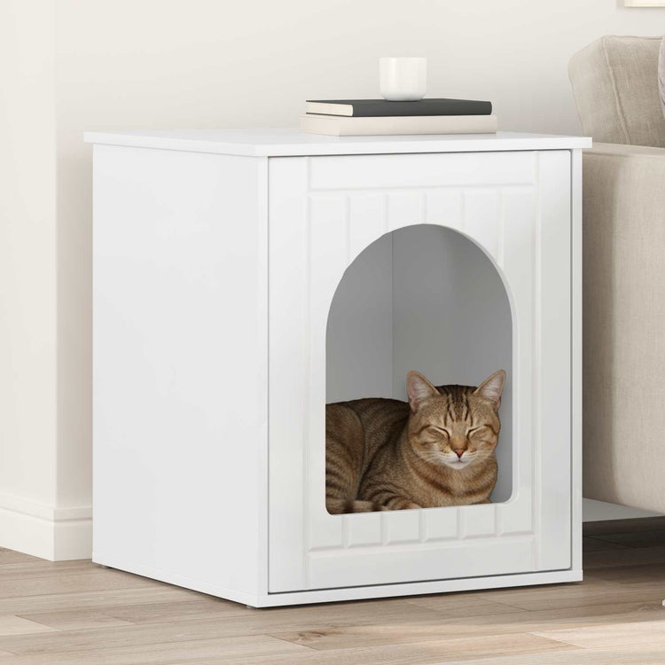 Vidaxxl maison pour chat blanc brillant 53 x 52 x 62 cm bois fini