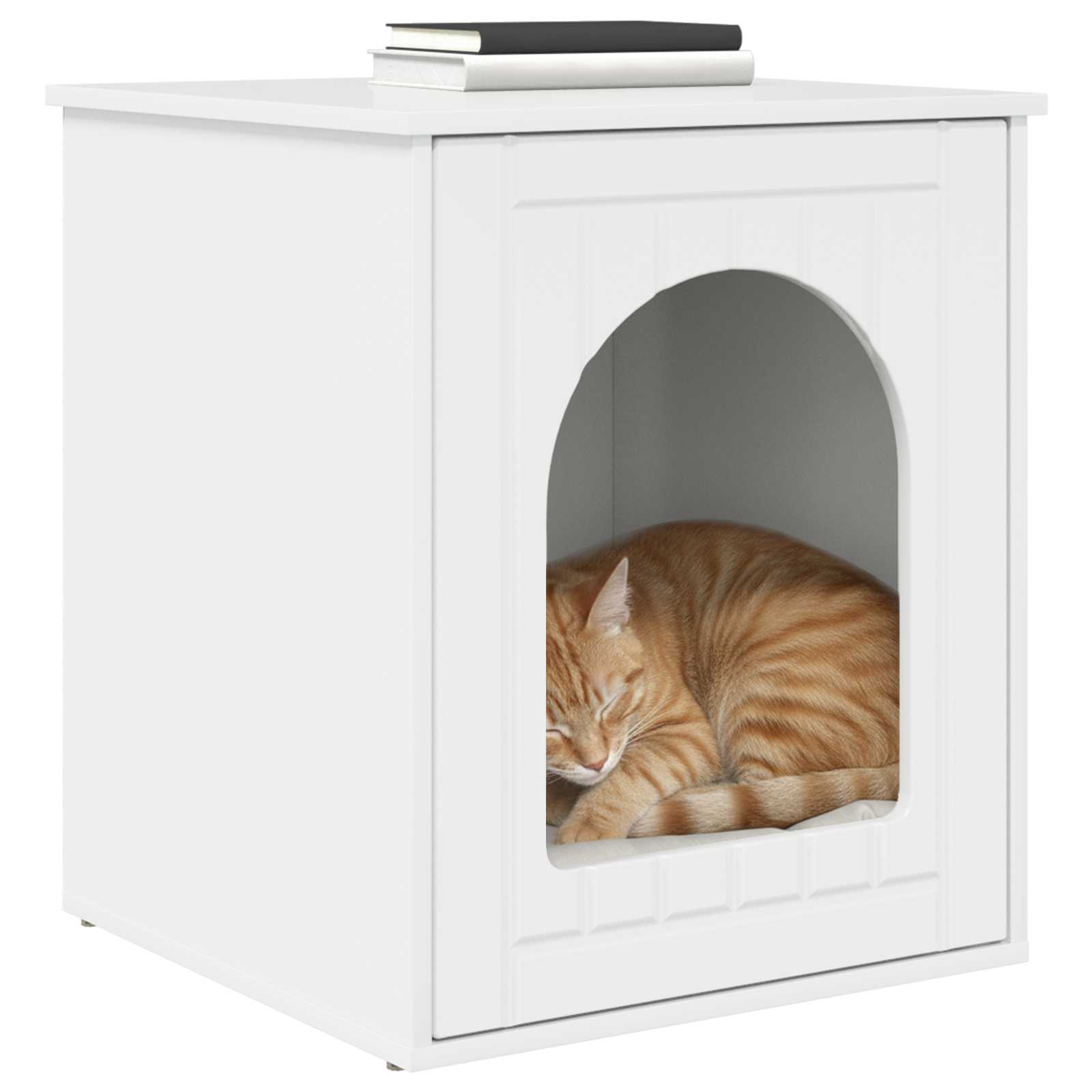 Vidaxxl maison pour chat blanc brillant 53 x 52 x 62 cm bois fini
