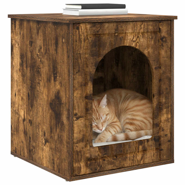 Vidaxxl maison pour chat chêne fumé 53 x 52 x 62 cm bois traité